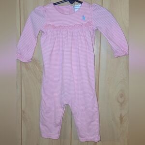 Ralph Lauren Girls Infant Size 6 Months Pink Striped One Piece Outfit